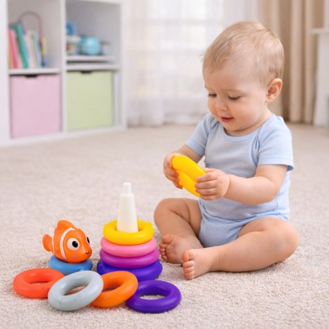 Piramida Edukacyjna Układanka Z Kolorowych Kółek Rybka 10 el. LEAN Toys