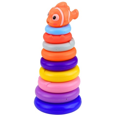 Piramida Edukacyjna Układanka Z Kolorowych Kółek Rybka 10 el. LEAN Toys