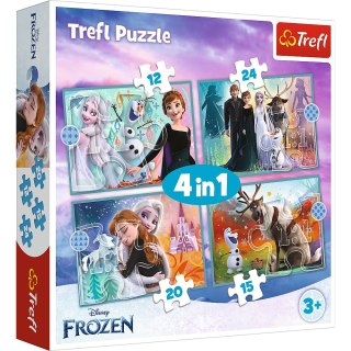 Puzzle - 4w1 (12, 15, 20, 24) - Niezwykły świat Frozen - Kraina Lodu - Trefl 34381 Trefl Puzzle