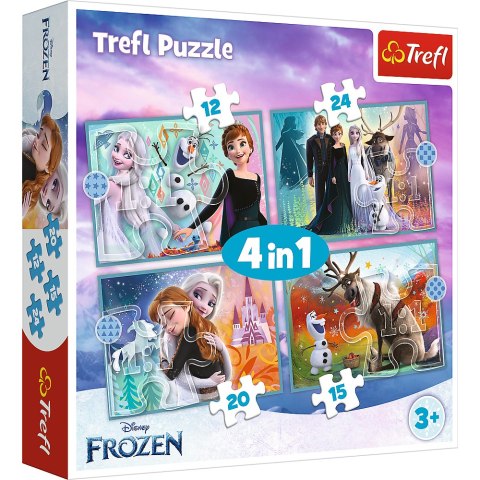Puzzle - 4w1 (12, 15, 20, 24) - Niezwykły świat Frozen - Kraina Lodu - Trefl 34381 Trefl Puzzle