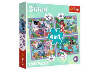 Puzzle - 4w1 (35, 48, 54, 70) - Szalony dzień Lilo i Stitch - Trefl 34633 Trefl Puzzle