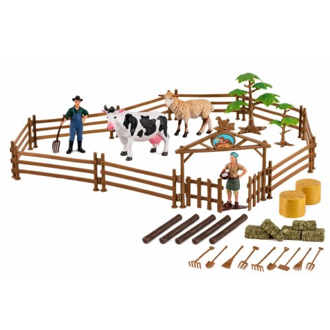 Zestaw Rolniczy Traktor z Przyczepą Zwierzęta Farmerzy Farma 45 el. LEAN Toys