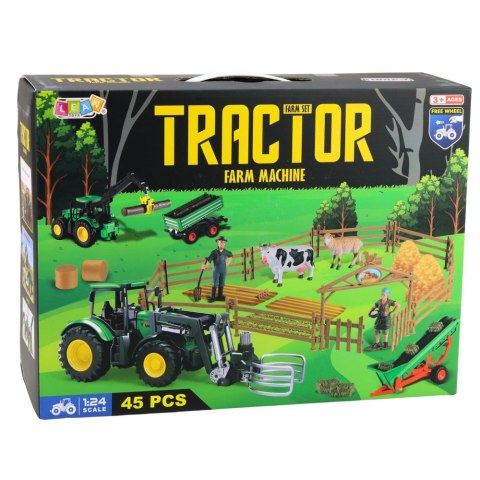 Zestaw Rolniczy Traktor z Przyczepą Zwierzęta Farmerzy Farma 45 el. LEAN Toys