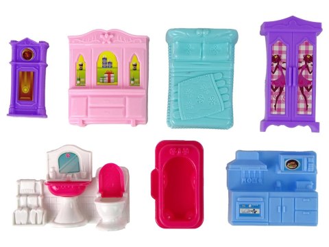 Domek Dla Lalek Mebelki Akcesoria Figurki Różowy LEAN Toys