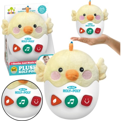 Interaktywna Wańka Wstańka Kurczak Światła Dźwięki Żółty LEAN Toys