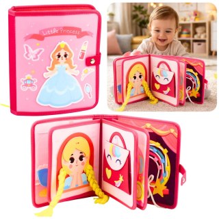 Książeczka Edukacyjna Sensoryczna Filcowa 3D Księżniczki Różowa LEAN Toys