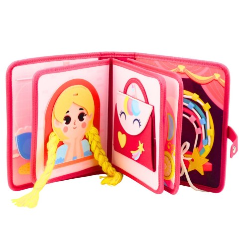 Książeczka Edukacyjna Sensoryczna Filcowa 3D Księżniczki Różowa LEAN Toys