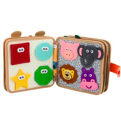 Książeczka Edukacyjna Sensoryczna Filcowa 3D Zwierzęta Żyrafa LEAN Toys