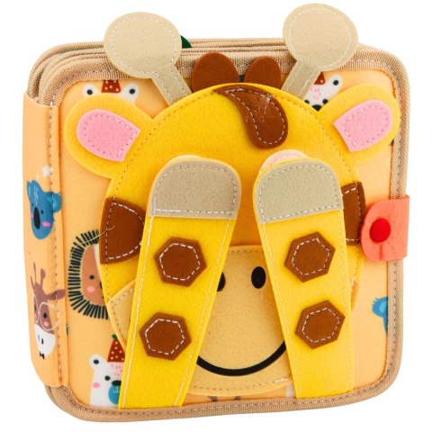Książeczka Edukacyjna Sensoryczna Filcowa 3D Zwierzęta Żyrafa LEAN Toys