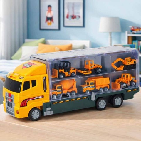 Transporter ciężarówka TIR wyrzutnia + metalowe auta maszyny budowlane Kik Sp. z o. o. Sp. k.