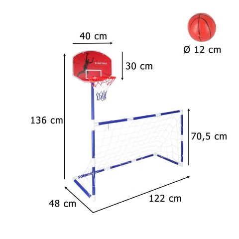 Bramka piłkarska do piłki nożnej tablica do koszykówki gry w kosza gra 2w1 2 piłki pompka Kik Sp. z o. o. Sp. k.