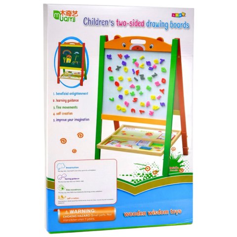 Dwustronna Tablica Edukacyjna Magnetyczna Kredowa 2w1 Pisak Litery Liczby LEAN Toys