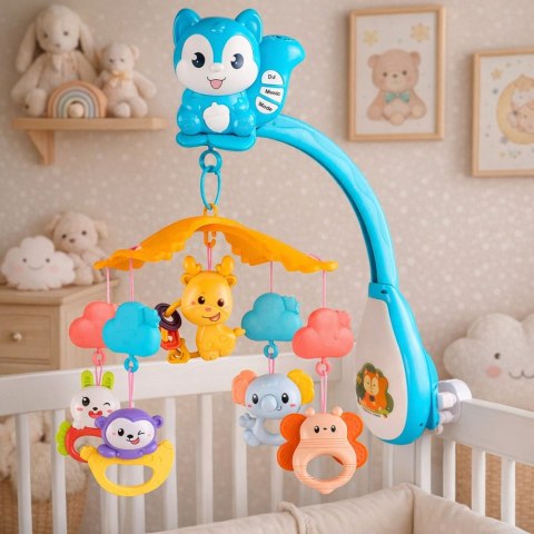 Karuzela Do Łóżeczka z Wiewiórką Projektor Zawieszki Pilot Muzyka LEAN Toys