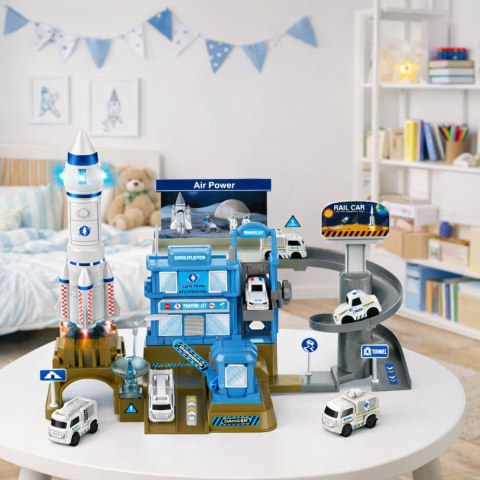 Kosmiczna Stacja Interaktywna Parking Rakieta Światła Dźwięki