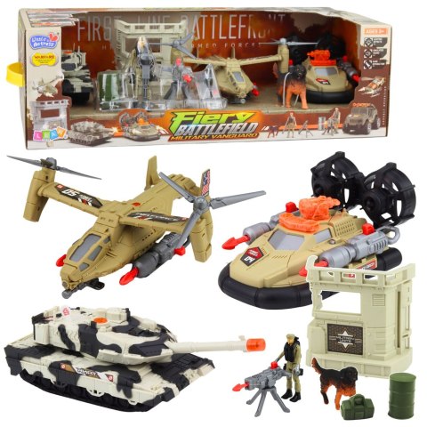Zestaw Militarny Wojskowy Helikopter Czołg Poduszkowiec Żołnierz Baza LEAN Toys