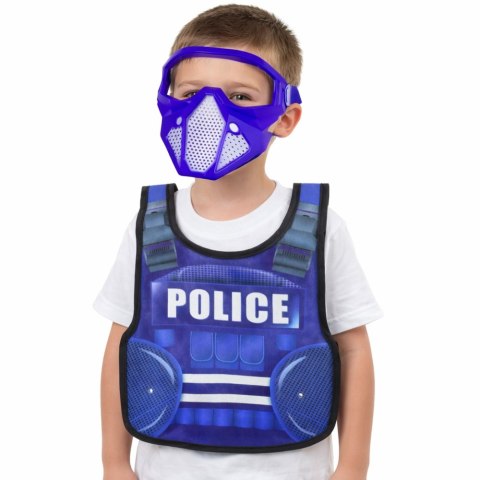 Zestaw Policyjny Kamizelka Karabin Maska Krótkofalówka Akcesoria LEAN Toys