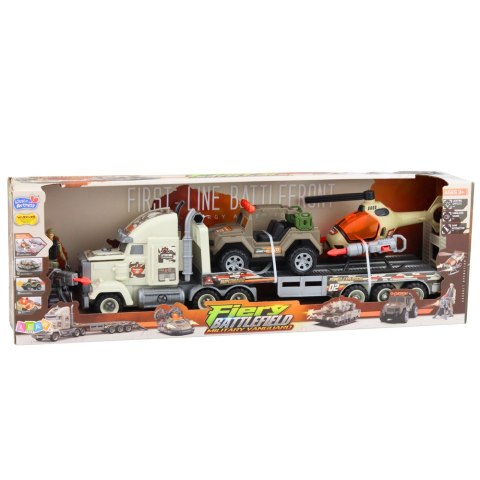 Zestaw Wojskowy Militarny Ciężarówka Helikopter Auto Terenowe Żołnierz LEAN Toys