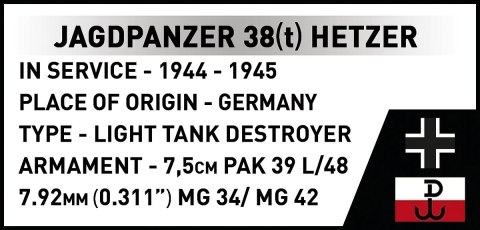 Klocki Jagdpanzer 38t Chwat 731 klocki Cobi Klocki