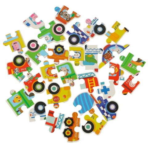 Puzzle dla dzieci układanka w puszce pojazdy 30 puzzli 6 obrazków Kik Sp. z o. o. Sp. k.