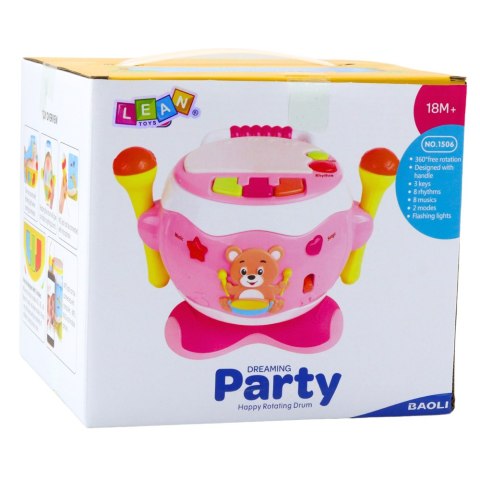 Bębenek Dla Dzieci Muzyczny Interaktywny Światła Dźwięki Niebieski LEAN Toys