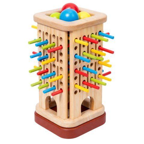 Drewniana Gra Zręcznościowa Edukacyjna Wieża Patyczki Kulki Kostka 37 el.