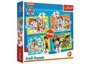 Puzzle - 4w1 (12, 15, 20, 24) - Wesoła ekipa Psiego Patrolu - Psi Patrol - Trefl 34346