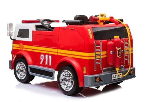 Wóz Strażacki na Akumulator Czerwony Dla Dzieci Pilot Sikawka LL911