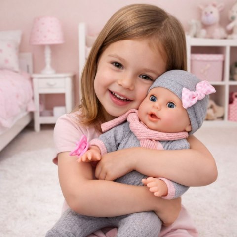 Lalka Bobas Siusiająca Akcesoria Pielęgnacyjne Butelka Nocnik 35 cm