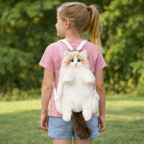 Pluszowy Kot Plecak Maskotka Paski Z Regulacją Silikonowe Łapki Biały 50cm