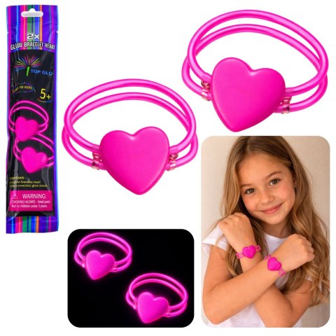 Podwójne Bransoletki Opaski z Sercem Fluorescencyjne Stick Neon Świecące LEAN TOYS