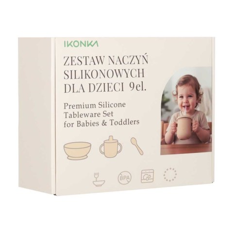 Naczynia silikonowe dla dzieci niemowląt krab zestaw 9 elementów beżowe Kik Sp. z o. o. Sp. k.