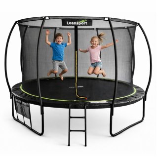 Trampolina Ogrodowa LEAN Z Siatką Wewnętrzną Czarno-Zielona 366CM 12FT
