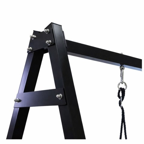 Huśtawka Ogrodowa Bocianie Gniazdo Siedzisko 2w1 Stelaż Czarny 260x173 cm