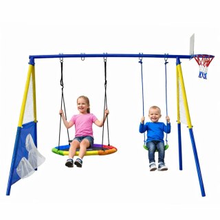 Plac Zabaw Ogrodowy Dla Dzieci Bocianie Gniazdo Huśtawka Kosz Do Gry 4w1