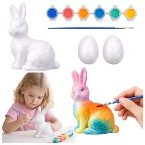Zestaw Do Malowania Styropianowych Ozdób Zając 2 Jajka Farby