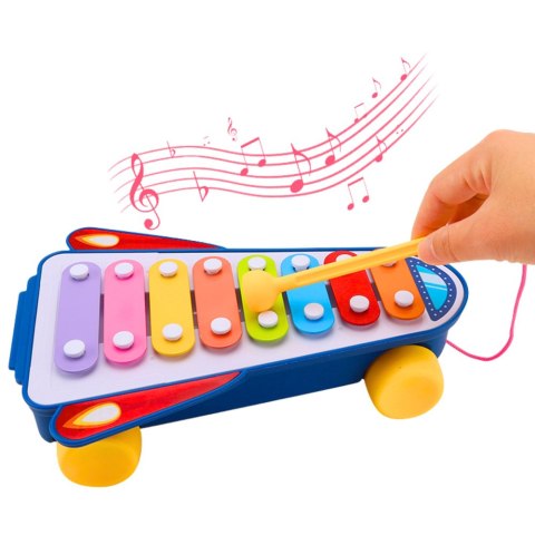 Cymbałki Dla Dzieci Rakieta Na Kółkach Statek Kosmiczny Pałeczka Niebieski