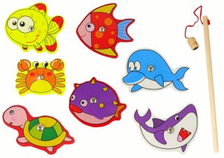 Drewniany Zestaw Do Łowienia Rybek Zwierzęta Morskie Wędka Kolorowy Magnes