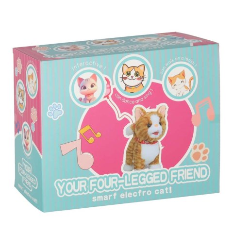 Kotek interaktywny na smyczy miauczy chodzi rusza ogonem beżowy Kik Sp. z o. o. Sp. k.