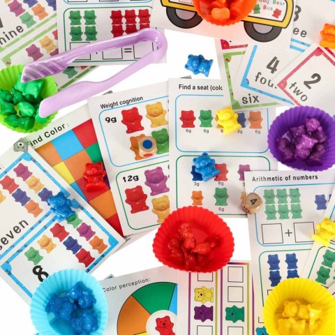 Misie edukacyjne gra nauka liczenia rozpoznawanie kolorów zestaw montessori rozwój zabawa 44el. Kik Sp. z o. o. Sp. k.