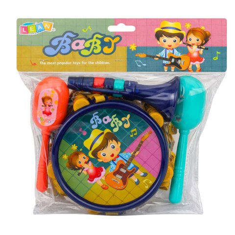 Zestaw Instrumenty Muzyczne Dla Dzieci Bębenek Trąbka Grzechotki Pałeczki