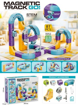 Klocki magnetyczne konstrukcyjne tor wyścigowy auto 87 elementów Kik Sp. z o. o. Sp. k.