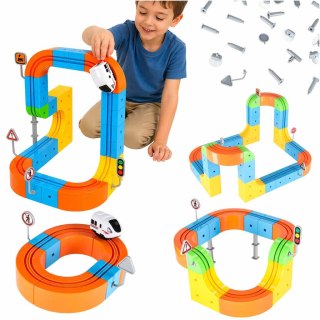 Klocki magnetyczne konstrukcyjne tor wyścigowy pociągi 65 elementów Kik Sp. z o. o. Sp. k.