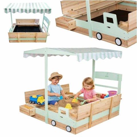 Piaskownica drewniana LULILO Vendo obracany daszek 360° zamykana ławki 120cm Kik Sp. z o. o. Sp. k.