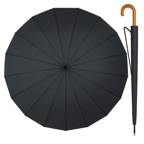 Duży Parasol Automatyczny Pokrowiec Na Ramię 24-Żeberkowy Czarny 115 cm