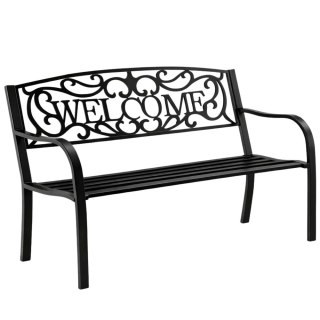 Ławka Ogrodowa Taras Ogród Park Metalowa Oparcie WELCOME Czarna 127 cm