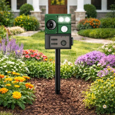 Solarny Odstraszacz Zwierząt Z Czujnikiem Ruchu Ultradźwięki Diody LED