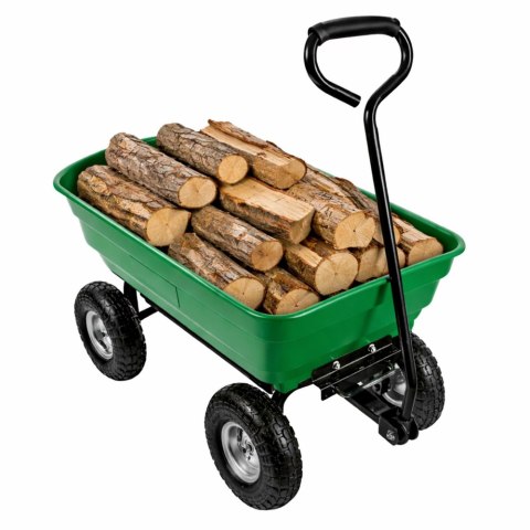 Wózek Ogrodowy Transportowy Wyjmowana Odchylana Taca Zielony 120 kg