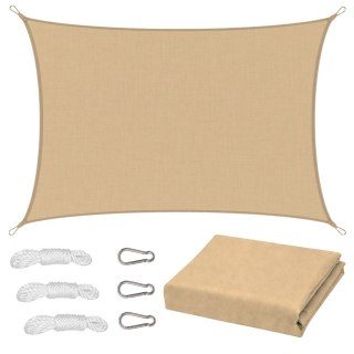 Żagiel Ogrodowy Przeciwsłoneczny Wodoodporny Prostokąt Beżowy 200x300 cm