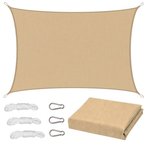 Żagiel Ogrodowy Przeciwsłoneczny Wodoodporny Prostokąt Beżowy 200x300 cm