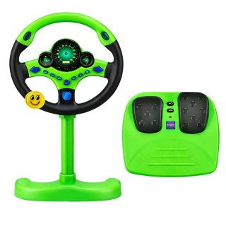 Kierownica Interaktywna Na Stojaku Z Pedałami Światła Dźwięki Zielona